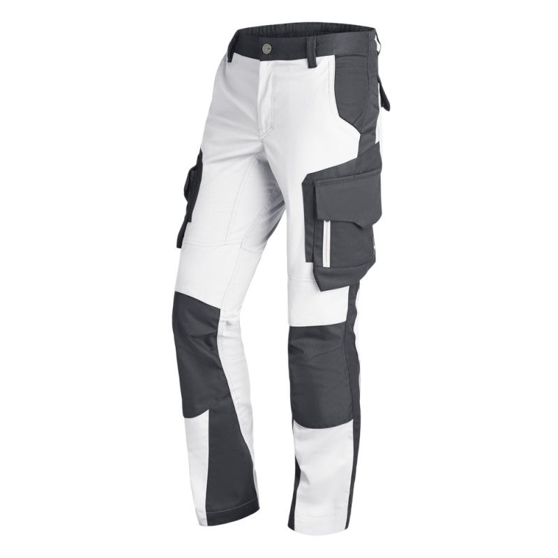 Pantalon de peintre femme avec poches genouillères - FHB ANNETTE BLANC 36 Blanc / Gris