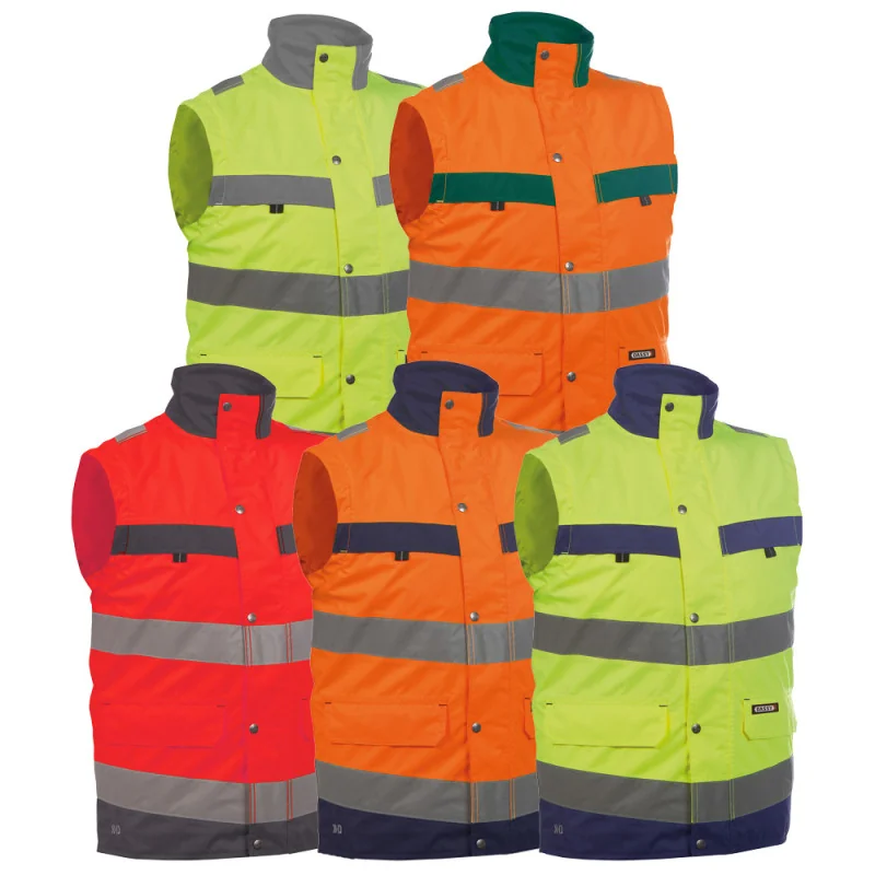 Gilet de travail haute visibilité classe 1/2 - DASSY BILBAO 7 / Taille 4XL Jaune hivi / Gris acier