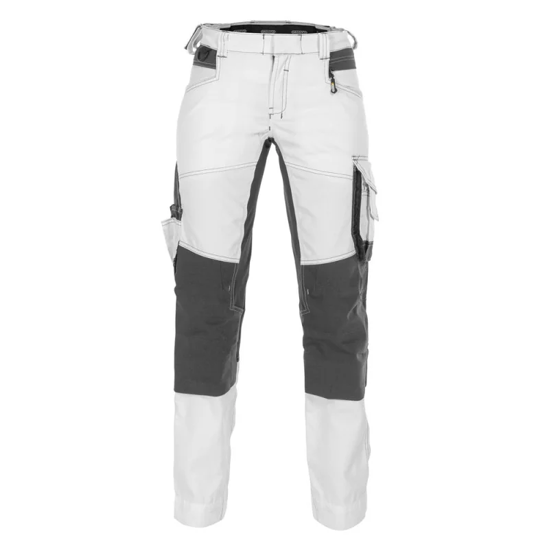 Pantalon de peintre femme stretch avec poches genoux - DASSY DYNAX WOMEN 38 Blanc contrasté Gris
