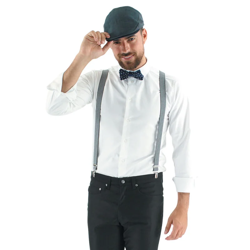 Bretelles réglables à pinces motif pied-de-poule - LAFONT PARMENTIER Taille Unique Noir / Gris