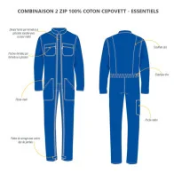 Combinaison de travail 2 zip Fluo Safe - Haute visibilité - Normes EN