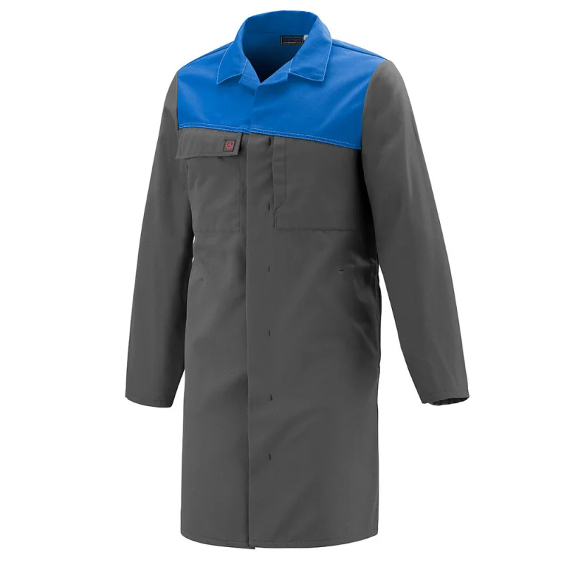 Blouse de travail bicolore avec mercerie plastique Lafont COVER - 7COLUP 2 / Taille M Charbon / Azur