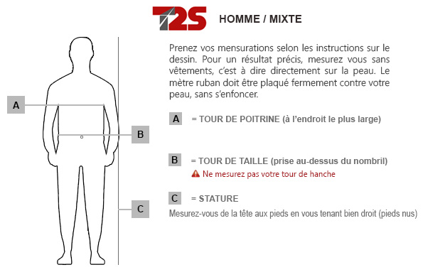 Guide mensuration vêtement homme T2S