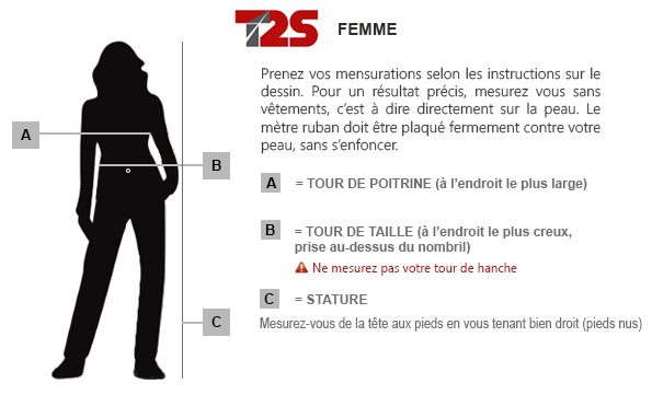 Guide mensuration vêtement Femme T2S
