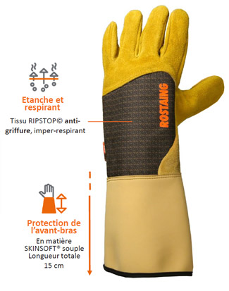 ROSTAING Gants De Jardinage 100% Cuir Éco-Conçus Frenchie Taille 09 - Fabriqués En France