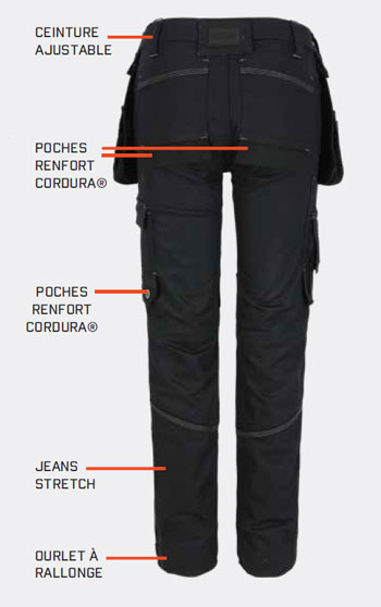 Jeans de travail slim multipoches tissu stretch LINX Herock